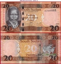 SOUTH SUDAN 20 SOUTH SUDANESE POUND 2015 P 13a UNC free shipping from 100$