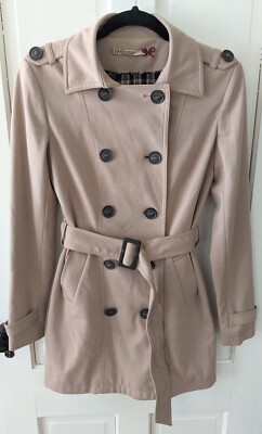 Stradivarius Trench Coat Size Small Double Breasted Khaki Beige Belted Buttons