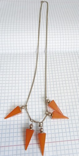 Vintage Halskette Kette Natur Bernstein Steine Kupfernickel UdSSR Zeit Damen Schmuck - Bild 7 von 8