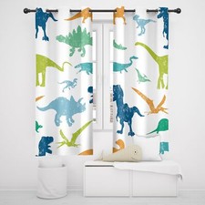 Cinbloo Boys Dinosaur Blackout Curtains Grommet 2 Panels Kids Cartoon Dino Ro...