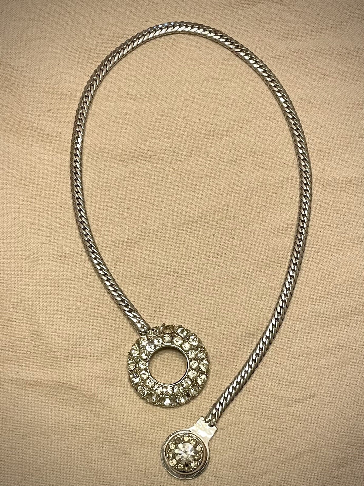 Unique Vintage Toggle Snap Button Rhinestone Neck… - image 3