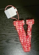 Letter V Chunky Knit Monogram Christmas Tree Ornament Red/White Wondershop