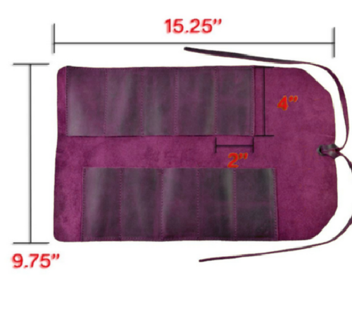 Werkzeugaufbewahrungstasche Taschenrolle Outdoor Beutelhalter Etui Rindsleder lila H30 - Bild 4 von 5