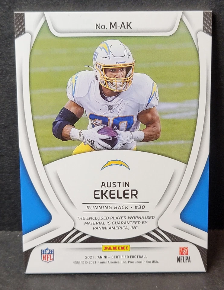 Austin Ekeler 2021 Panini Certified G-Worn Patch /50 Chargers 3 color patch H4c - Image 2 of 2