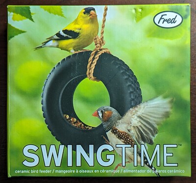 Fred Swing Time Bird Seed Feeder, Ceramic Tire Swing & Rope - New in Box