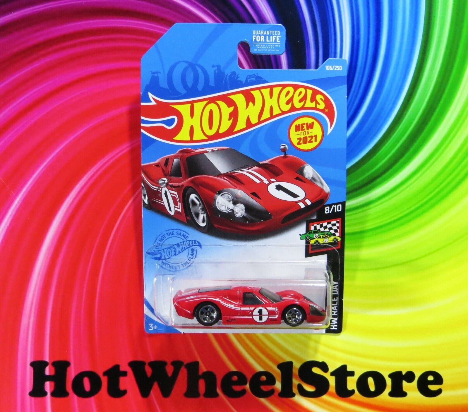 2021  Hot Wheels  Red  '67 FORD GT-40 MK.IV  HW Race Day  Card #106  HW26-021221