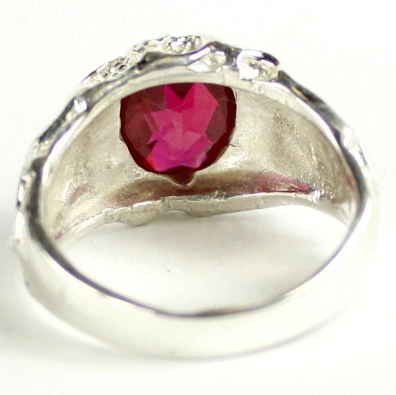 Created Ruby, 925 Sterling Silver Men's Ring, SR168 - Image 4 of 4