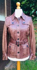 Esprit Leather Jacket - 100% Sheepskin | Brown + Belt | Uk 12 - Vgc - Cost £195