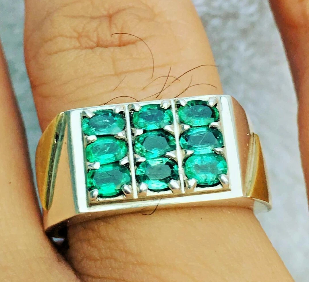 925 Sterling Silver Certified 4 Ct Natural Emerald/panna Gemstone  Adjustable Astrology Emerald Rings for Men's and Women's - Etsy