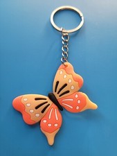 KEYRING Butterfly Bag Charm Orange White Keyring New A100
