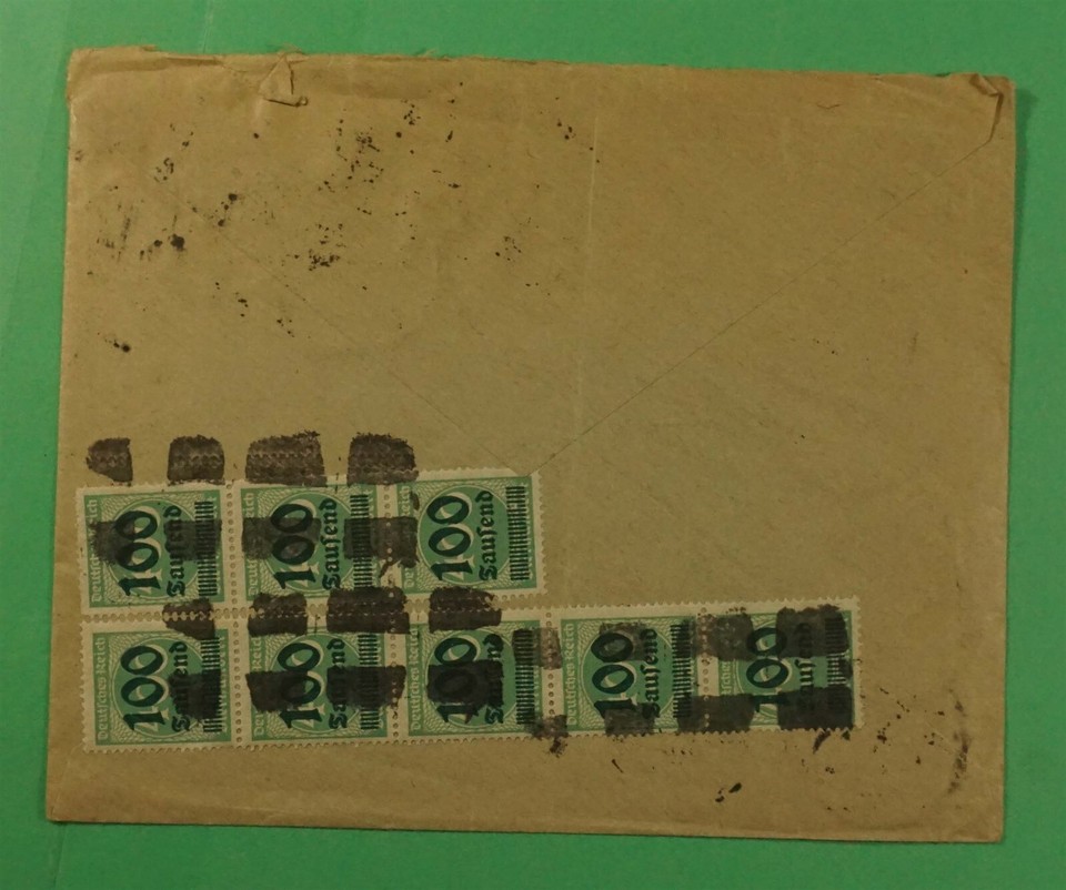 DR WHO 1923 GERMANY INFLATION ERA OVPT BLOCK ELBERFELD TO CREFELD