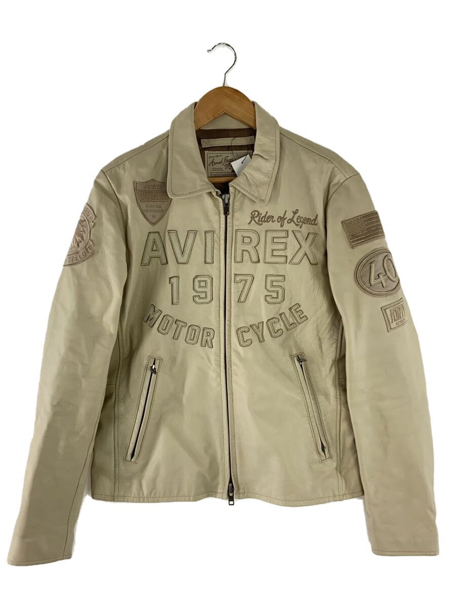 Avirex Patched Trucker Jacket/Leather Jacket Blouson/M/Goat Leather/Beg _#141