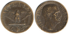 Italia 5 centesimi, 1940