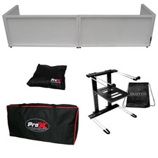 White Trim 6ft Table Top DJ Facade and Scrim with Black Laptop Stand