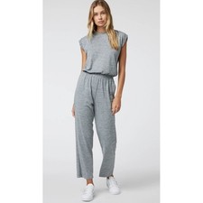 Vuori Lux Crew Jumpsuit Womens M Heather Gray Short Sleeve VW4104 Lounge Casual
