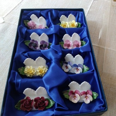 Aynsley Place Card Holders Fine English Bone China Hand Painted Modelled 