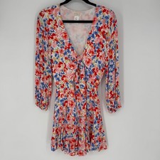 L SPACE STAY GOLDEN FLORAL MINI DRESS SMALL