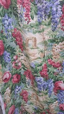 2.1m Sanderson Vintage 1993  Linen Mix Fabric - Roses & Wisteria. Used  VGC