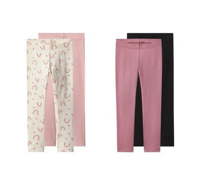 Mädchen Leggings 2er Set Baumwolle Lupilu 98-104 122-128 Schwarz Pink Hosen