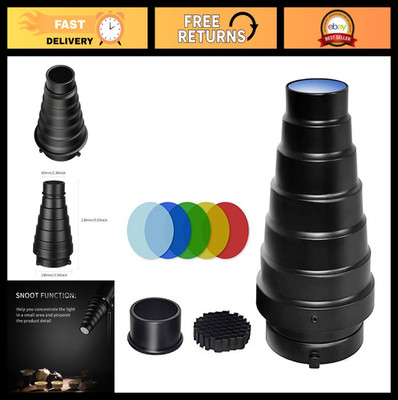 Aluminium Alloy Conical Snoot Kit for Bowens Mount Strobe Flash + Honeycomb Grid