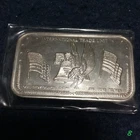 Silver Bar ● 1 Troy oz ●  Patriotic ● Eagle, Flags, Liberty Bell ●  .999 fine