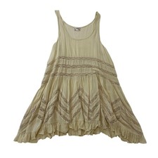 Free People Off White Boho Lace and Ruffle Slip Laying Dress Size Medium