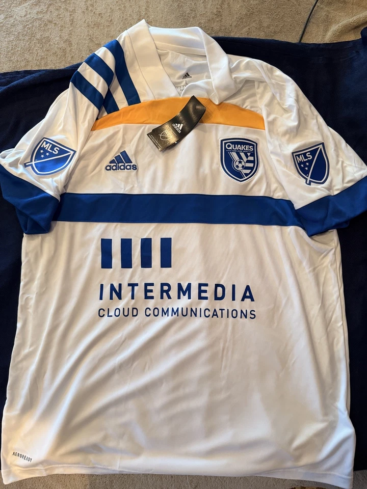 Camiseta de fútbol firmada Adidas auténtica San Jose Quakes Espinoza L Foto 3 de 4