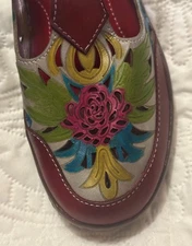 Socofy (EU Size 37) T-Strap Floral Cut-Out Women's Shoes - Boho Artsy Retro