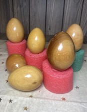 Eggs Wooden Brown Decorative Easter Eggs 6 pc. Set Wood Grain Crafting 2.5 in