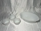 Glasbake Vintage Casserole Dish + Custurd Cups Milk Glass Bundle