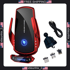 Wireless Car Charger Mount Auto Clamping 15W Fast Charging for Android