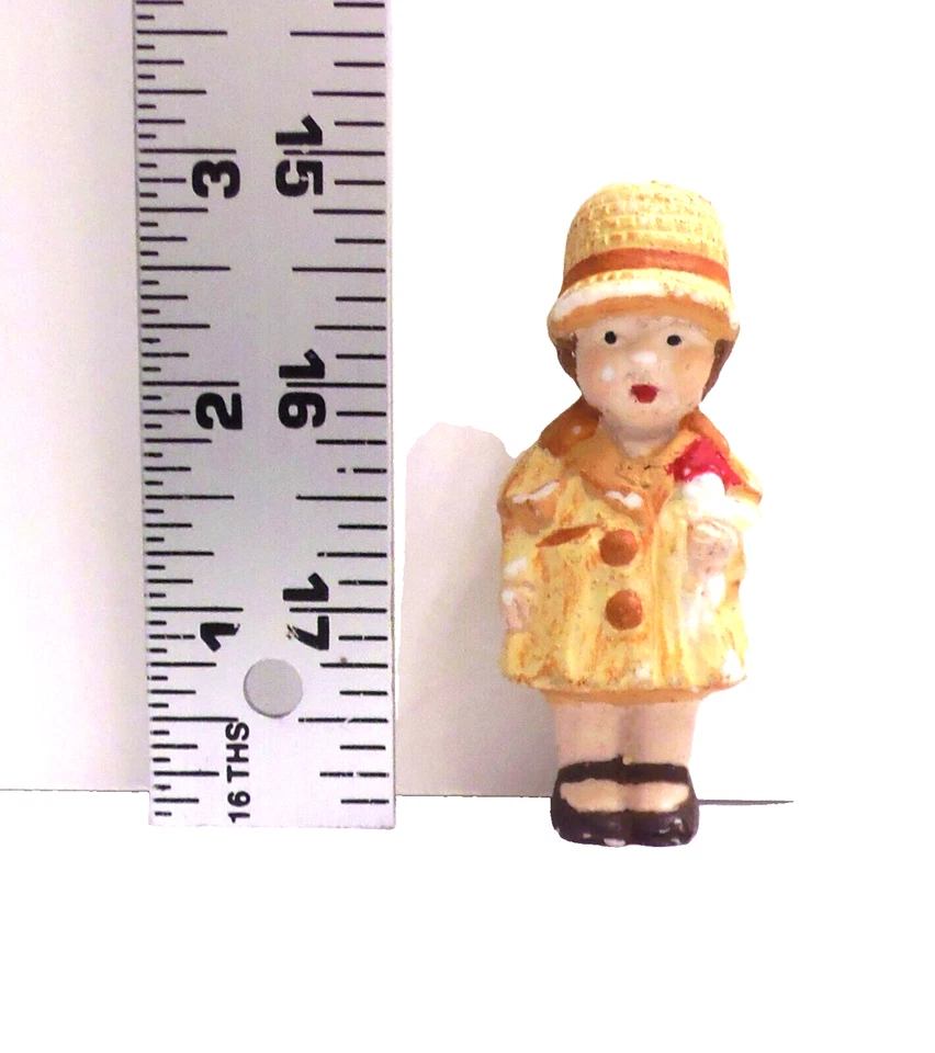 Antique Ceramic Doll Holding Rabbit 3" Japan - Image 3 of 3