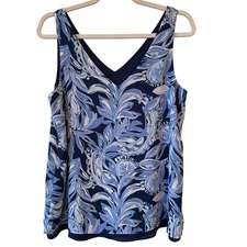 Lilly Pulitzer Size S Florin Sleeveless Reversible Blouse Navy You're The Zest