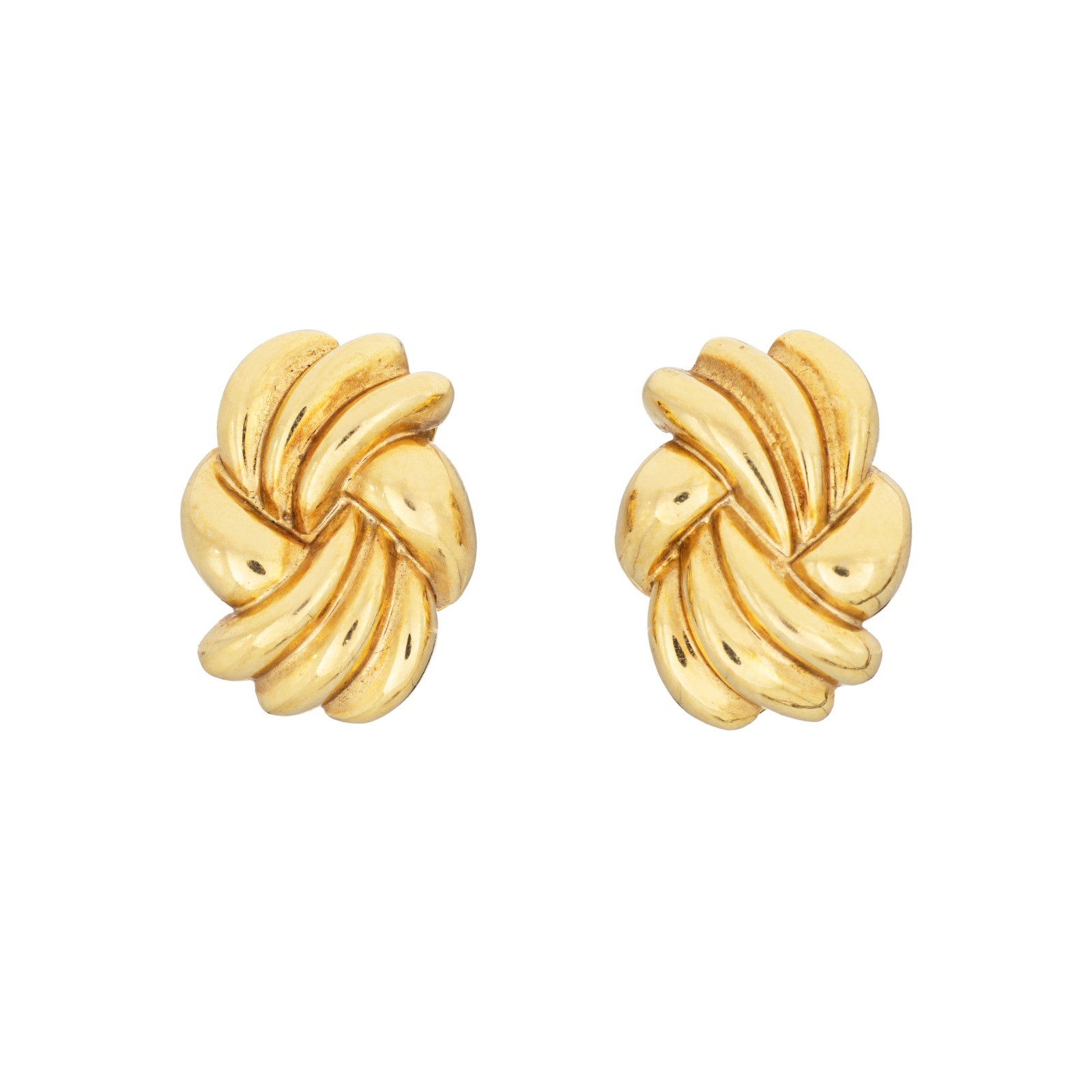 Vintage Tiffany & Co Sculpted Knot Earrings Clip On 18k Yellow Gold Jewelry