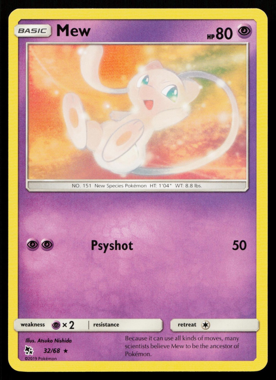 Mew 32/68 Rare Hidden Fates Pokemon Near Mint