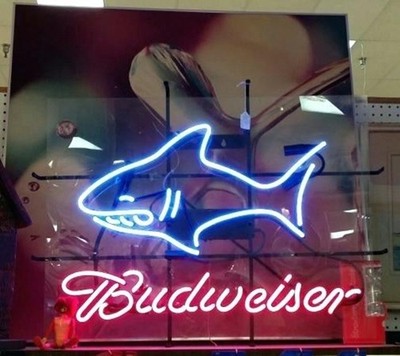 Shark Bowtie Beer 20''x16'' Neon Sign Lamp Light Gift Show Bright Shop Decor NM