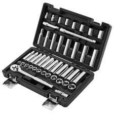 Socket Set, 3/8 In. Drive Socket and Ratchet Set, Mechanic Tool Kit for Automoti