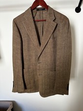 TODD SNYDER NYC Italian Linen Herringbone Blazer Sportcoat 36R Spring Summer