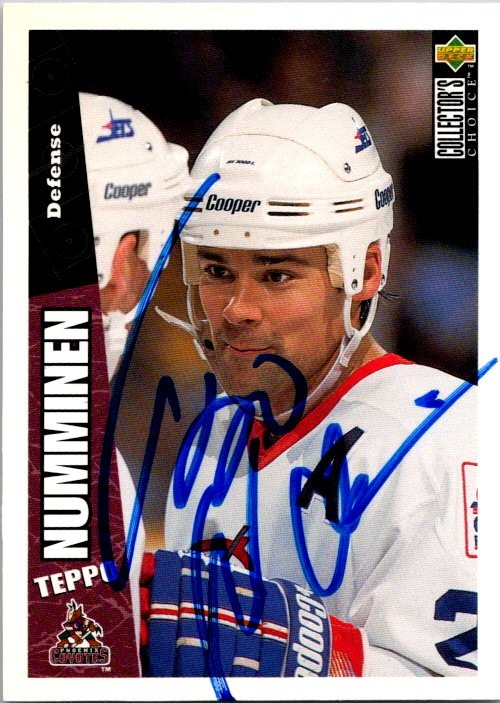 Teppo Numminen 1996-97 Collector's Choice #209 Auto Hand Signed