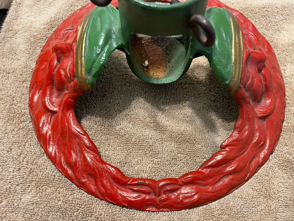 Antiguo soporte de árbol de Navidad alemán cara de Papá Noel de Navidad  Foto 4 de 4