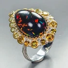 Top AA+ 6 ct+ Natural Black Opal Ring 925 Sterling Silver Size 7.5 /R461609