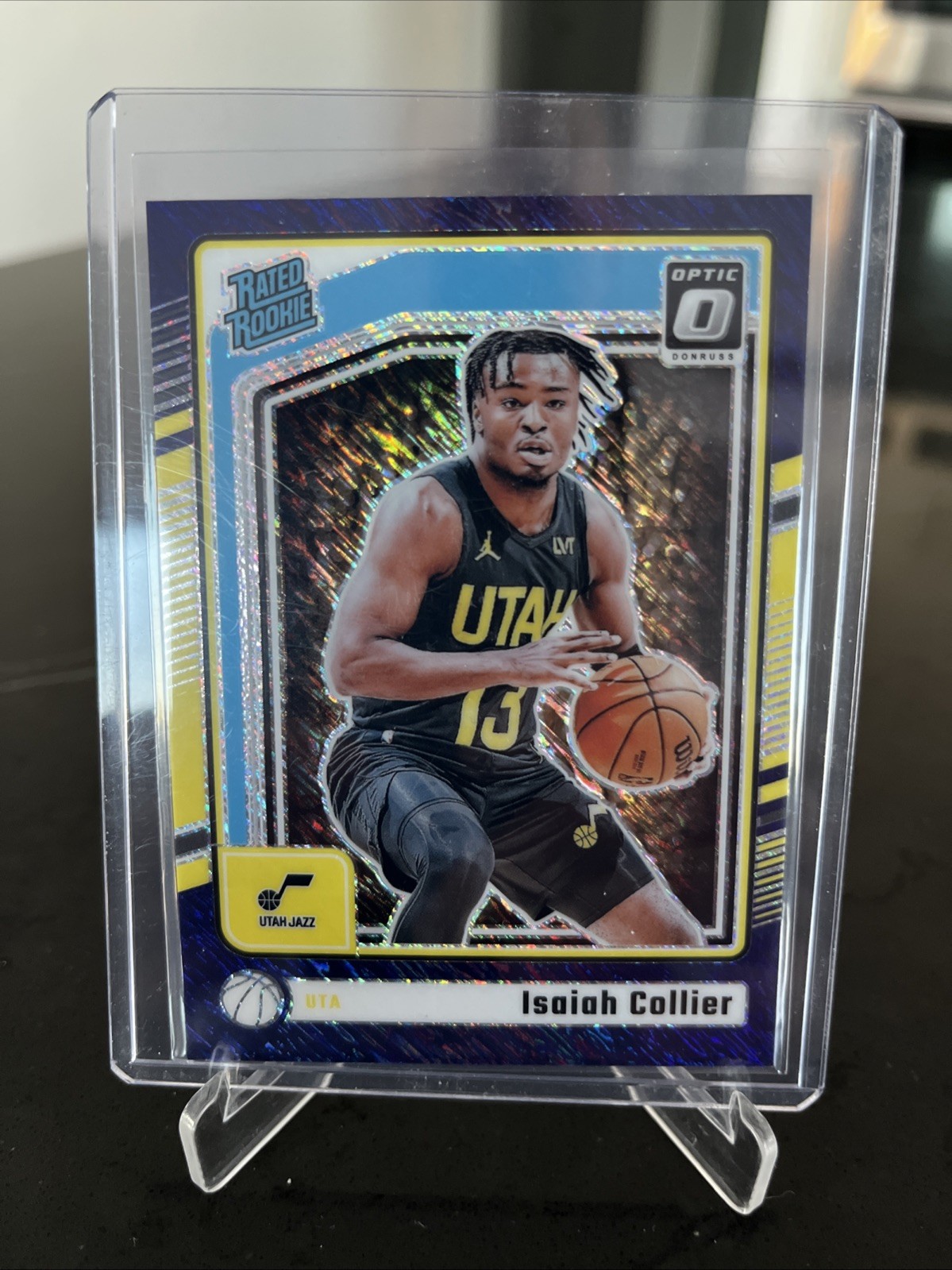 2024-25 Donruss Optic - Rated Rookie Isaiah Collier #295 Purple Shimmer Prizm