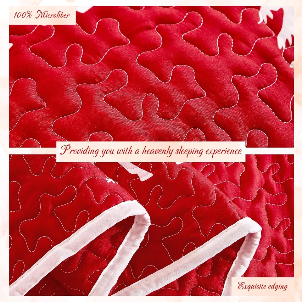 Juego de edredón Queen Navidad ciervo blanco alce copo de nieve vacaciones microfibra ropa de cama Foto 3 de 4