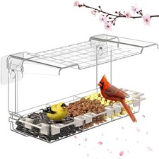 Clear Window Bird Feeder Outdoors - Bird Feeder for Viewing with 5 Perching