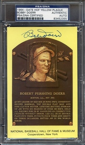Bobby Doerr, Boston Red Sox — Hall of Fame Yellow Post Card Autograph — PSA/DNA - Picture 2 of 5