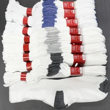 5-200 Dz Men's Cotton Moisture Breathable Crew Socks White Colors Wholesale Lot