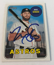 MAX STASSI SIGNED 2018 TOPPS HERITAGE BASEBALL CARD AUTO