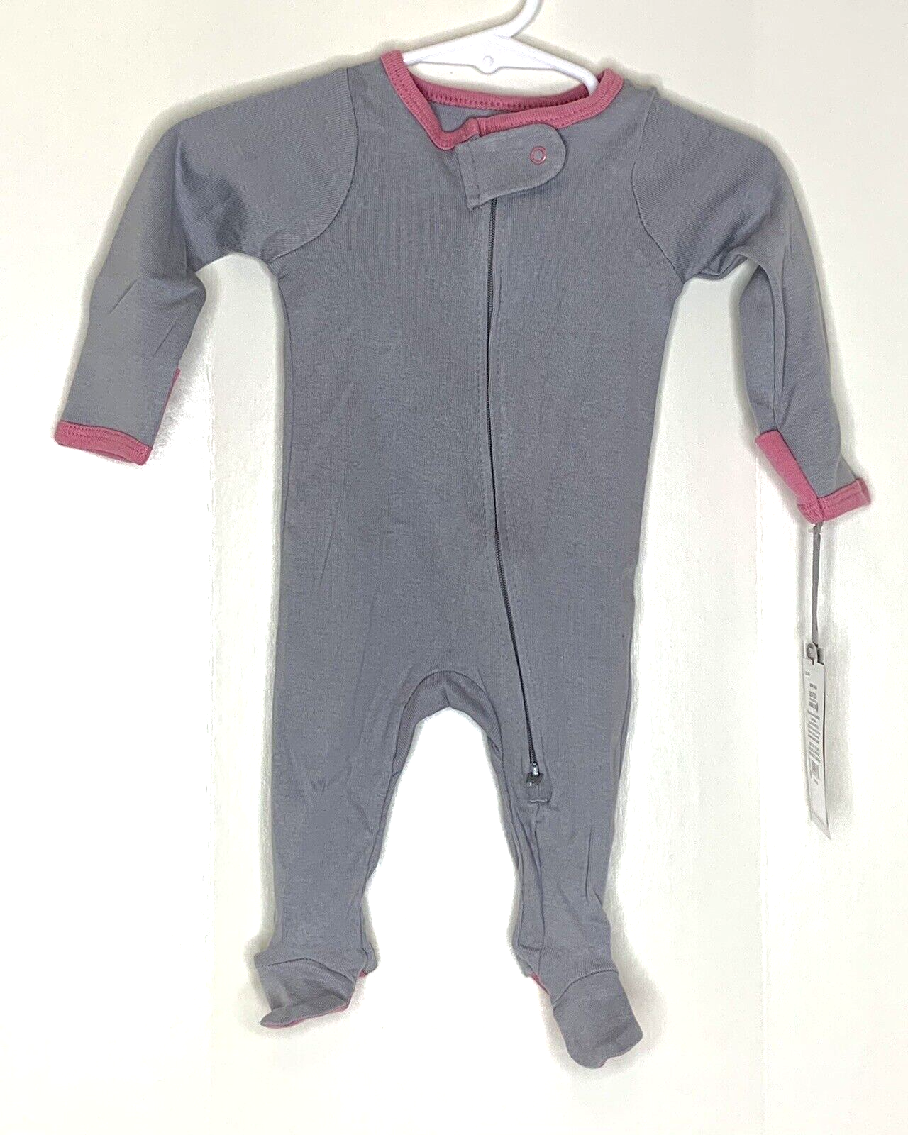 Cloud Island Newborn Girls Zippy Pajamas Baby Sleeper Light Gray Pink Footed-image