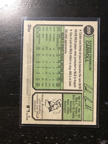 2023 Topps Heritage Chrome Purple Refractor Corbin Carroll Rookie Hot Box #209 - 第 2/2 張圖片