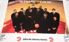 Vintage 1985-86 Atlanta Hawks "Supreme Court" NBA Team Poster Nestle Quik RARE